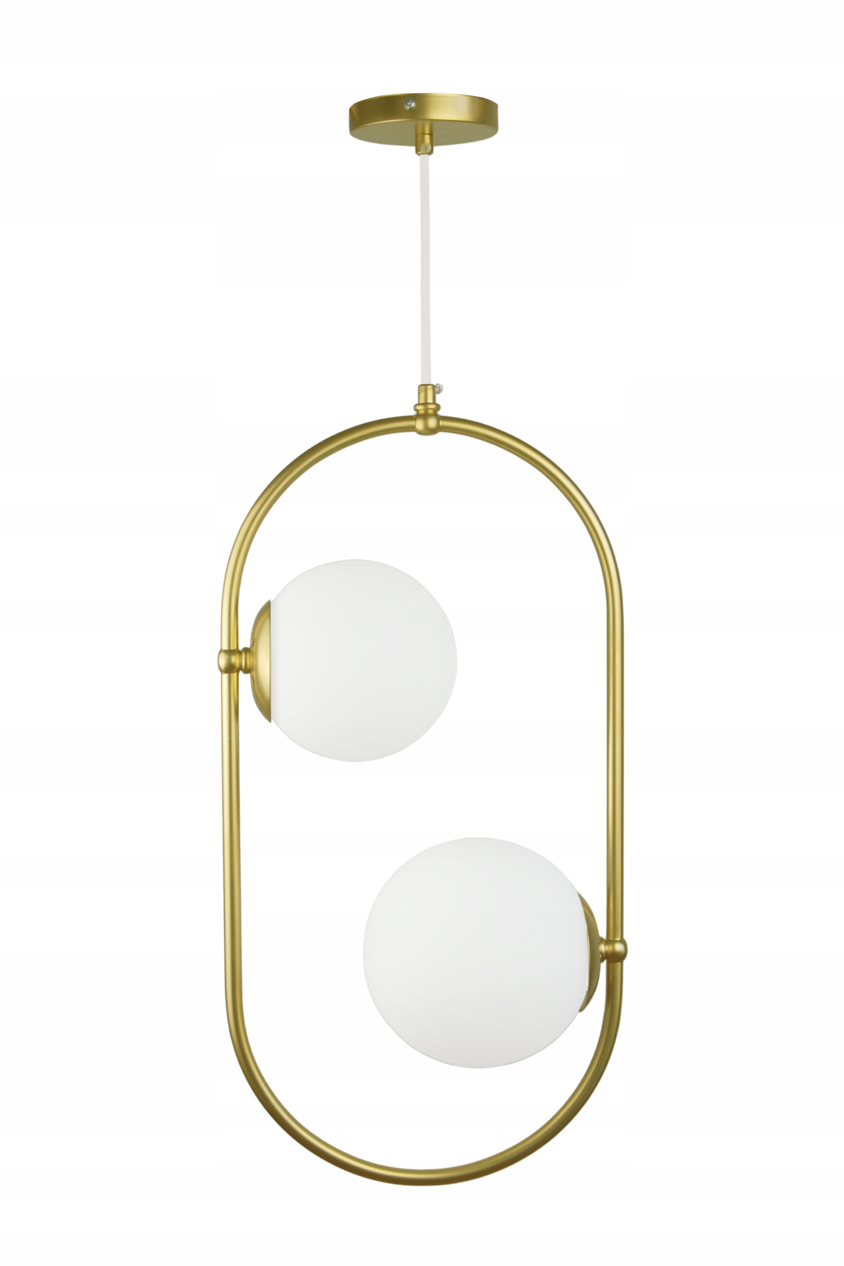 Závěsná Stropní Lampa Zlatá 2 Koule Elipsa Moderní Nastavitelná 175 CM