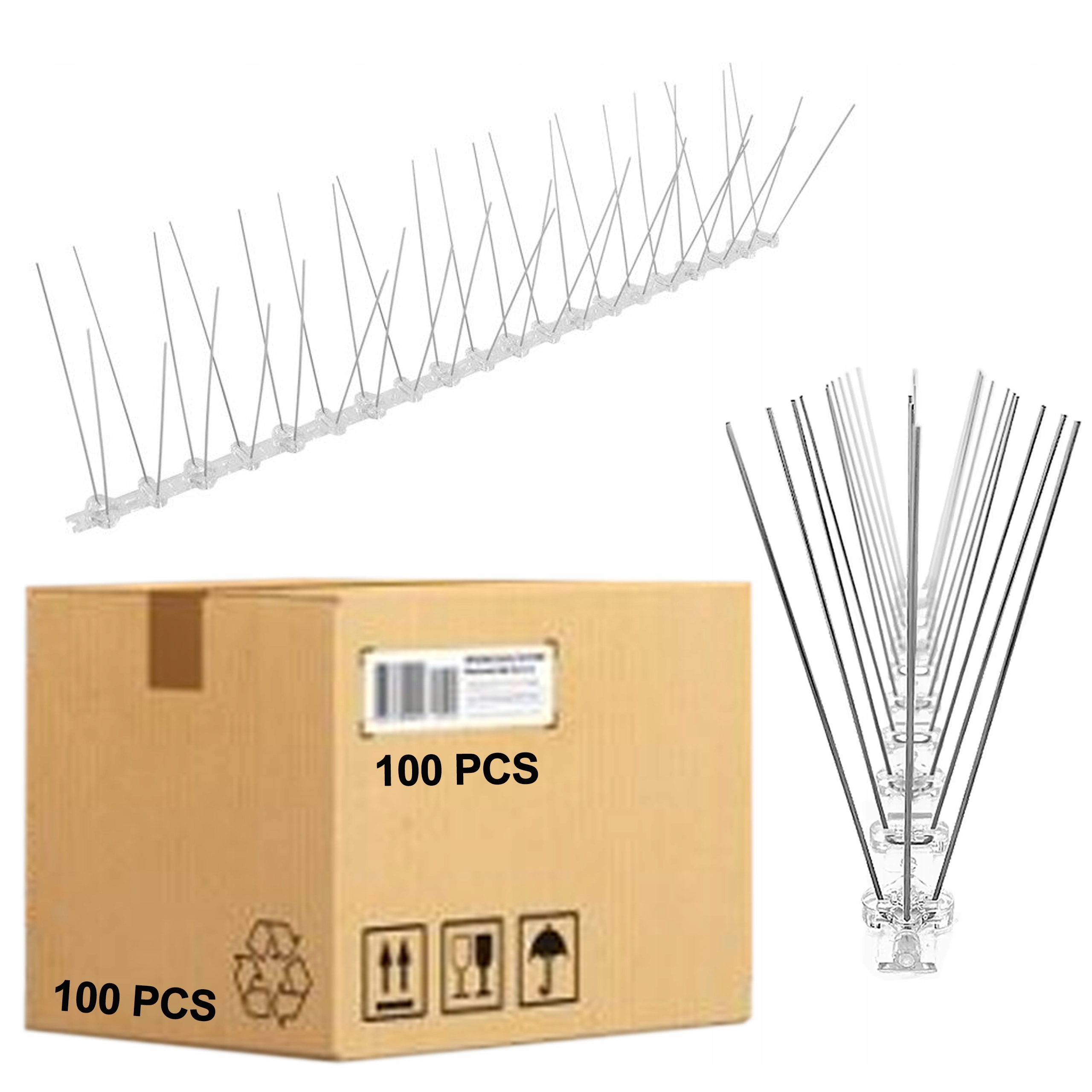 100 x Metalowe Nierdzewne Kolce Na Ptaki Gołębie Wróble Parapet Gzyms 50CM