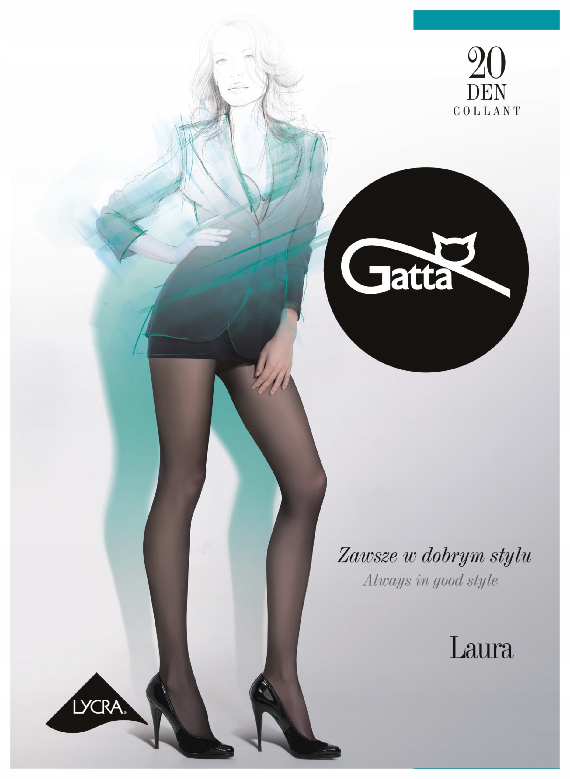 

Rajstopy Gatta 20 den Laura 4-L Nero. Czarne