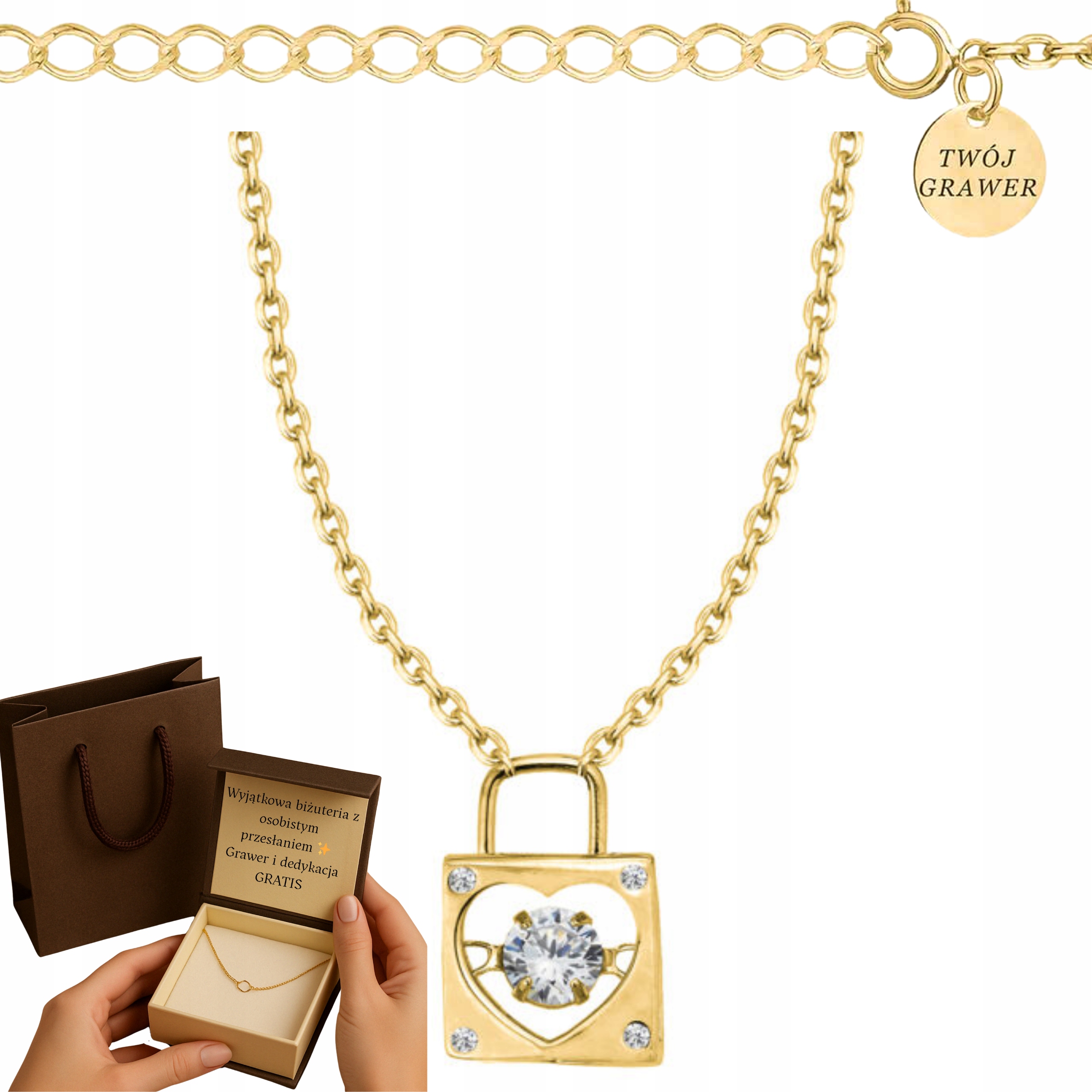 Zlatý Řetízek Na Valentýna Srdce Zirkony Pr. 585 925 Gravírování