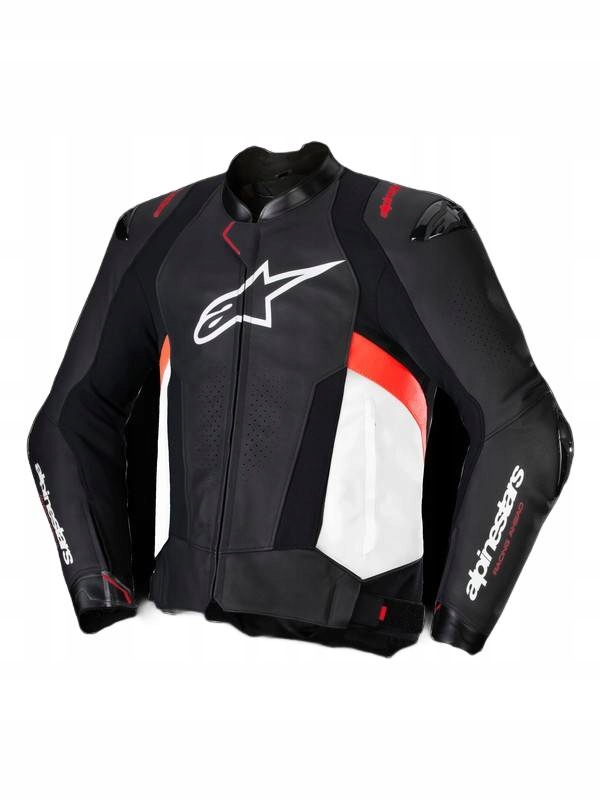 Kožená Motocyklová Bunda Alpinestars Missile V3 Black/white Red Fluo 52