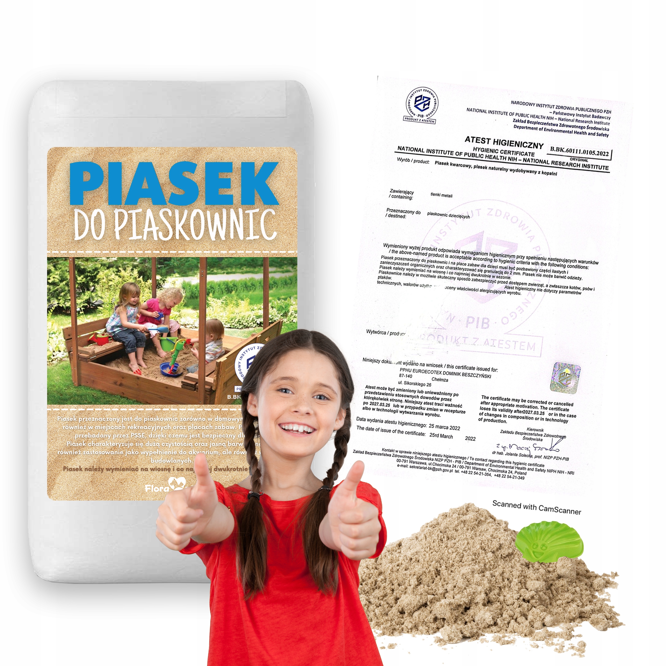 PIASEK DO PIASKOWNICY ATEST PZH ZABAWKI DLA DZIECI 20KG + GRATIS Marka Florazoo