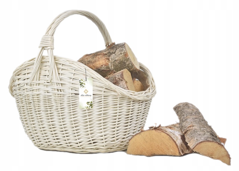 Proutěný košík na dřevo do krbu Bílý XL