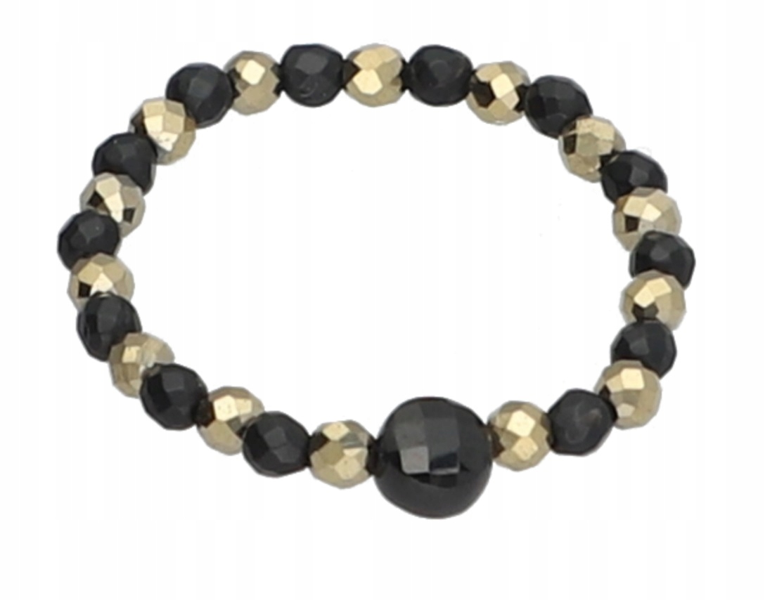 

Pierścionek elastyczny gumka onyks hematyt kamień