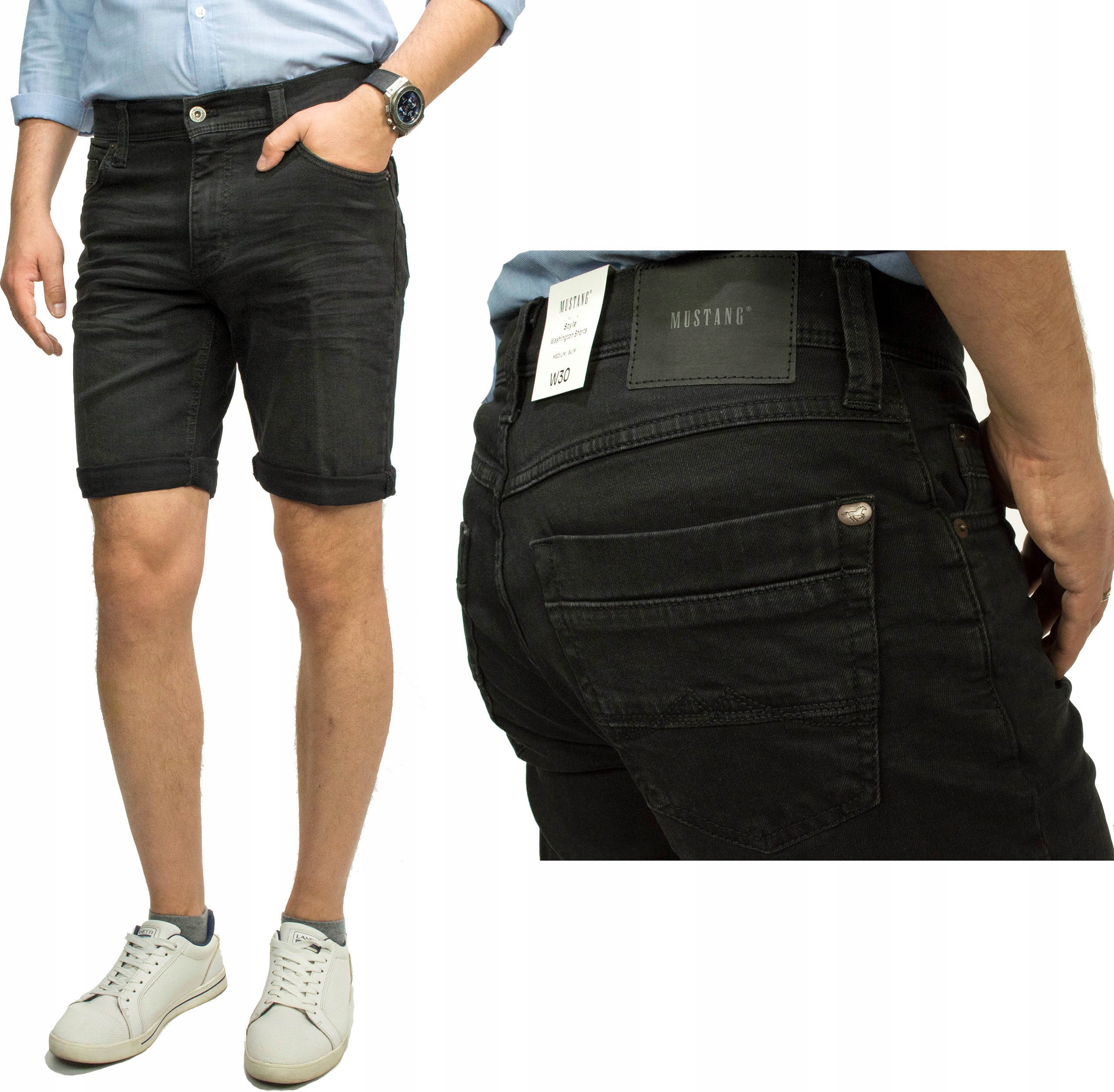 Mustang Washington Shorts Washed Black 883 spodenki męskie jeans W32