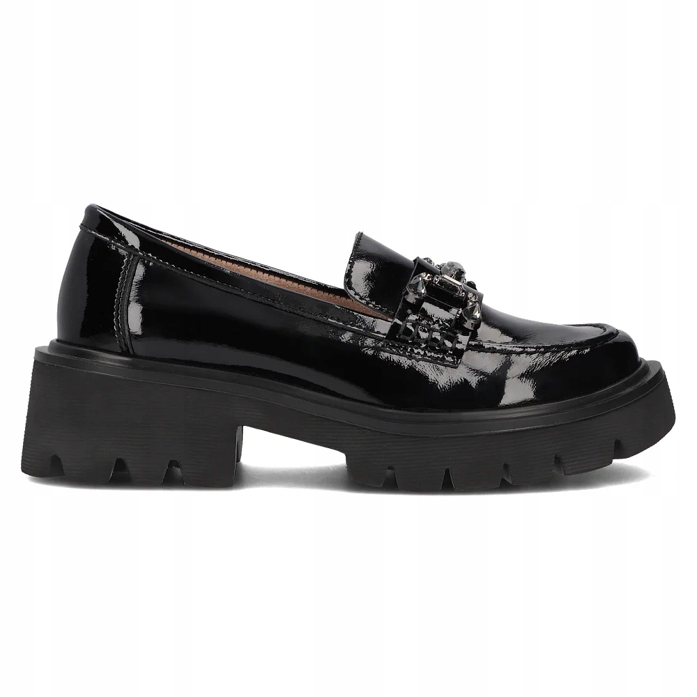 Kožené polobotky na platformě Filippo Dp 6475/24 Bk L Černá Lakovaná 37,