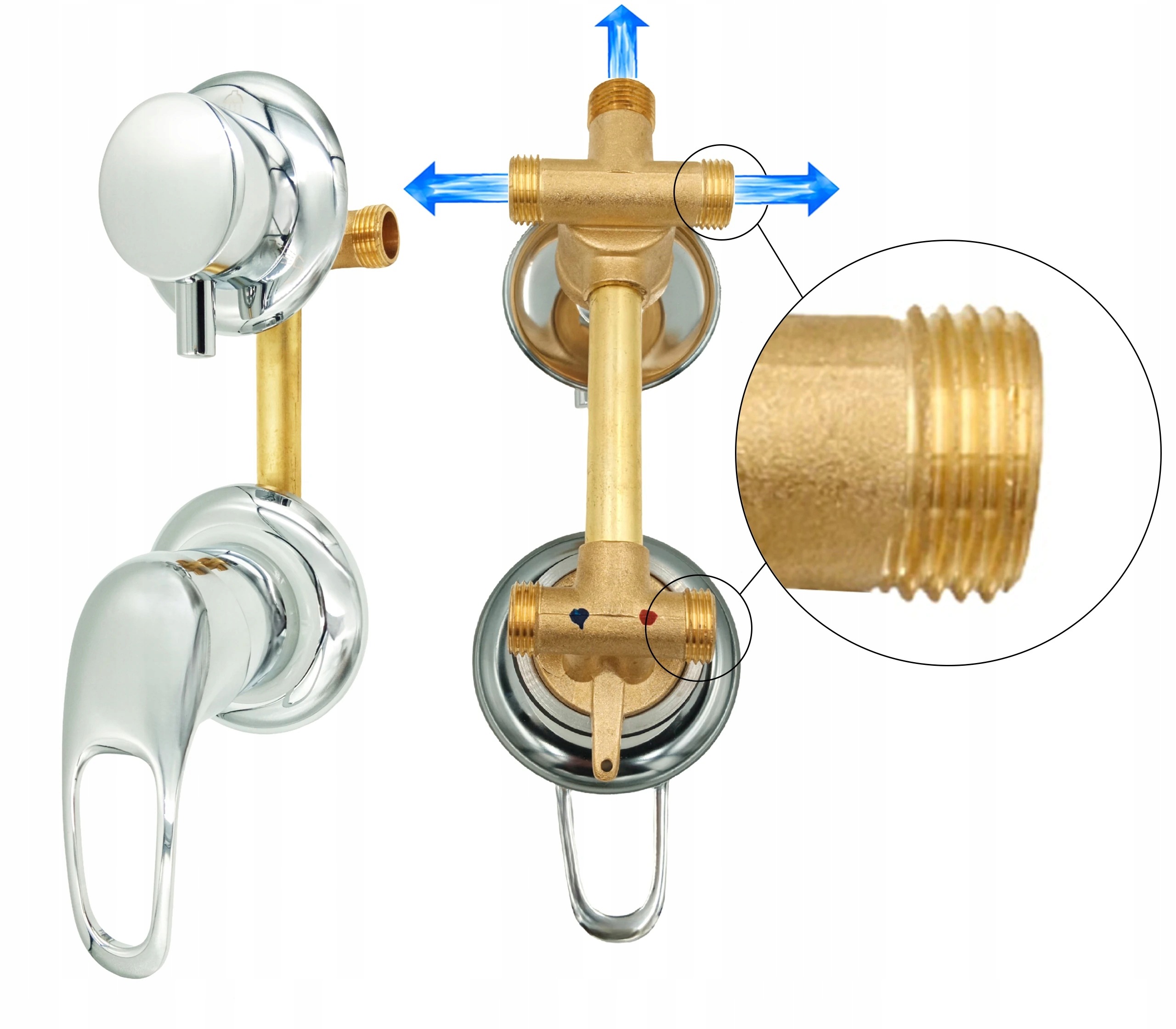 Baterie Směšovač Ventil Pro Hydromasážní Kabinu 3 Funkce 12,5 CM 125 MM