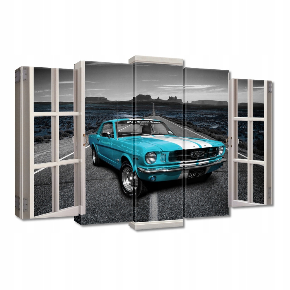 

Obrazy 70x50 Turkusowy Mustang Okno