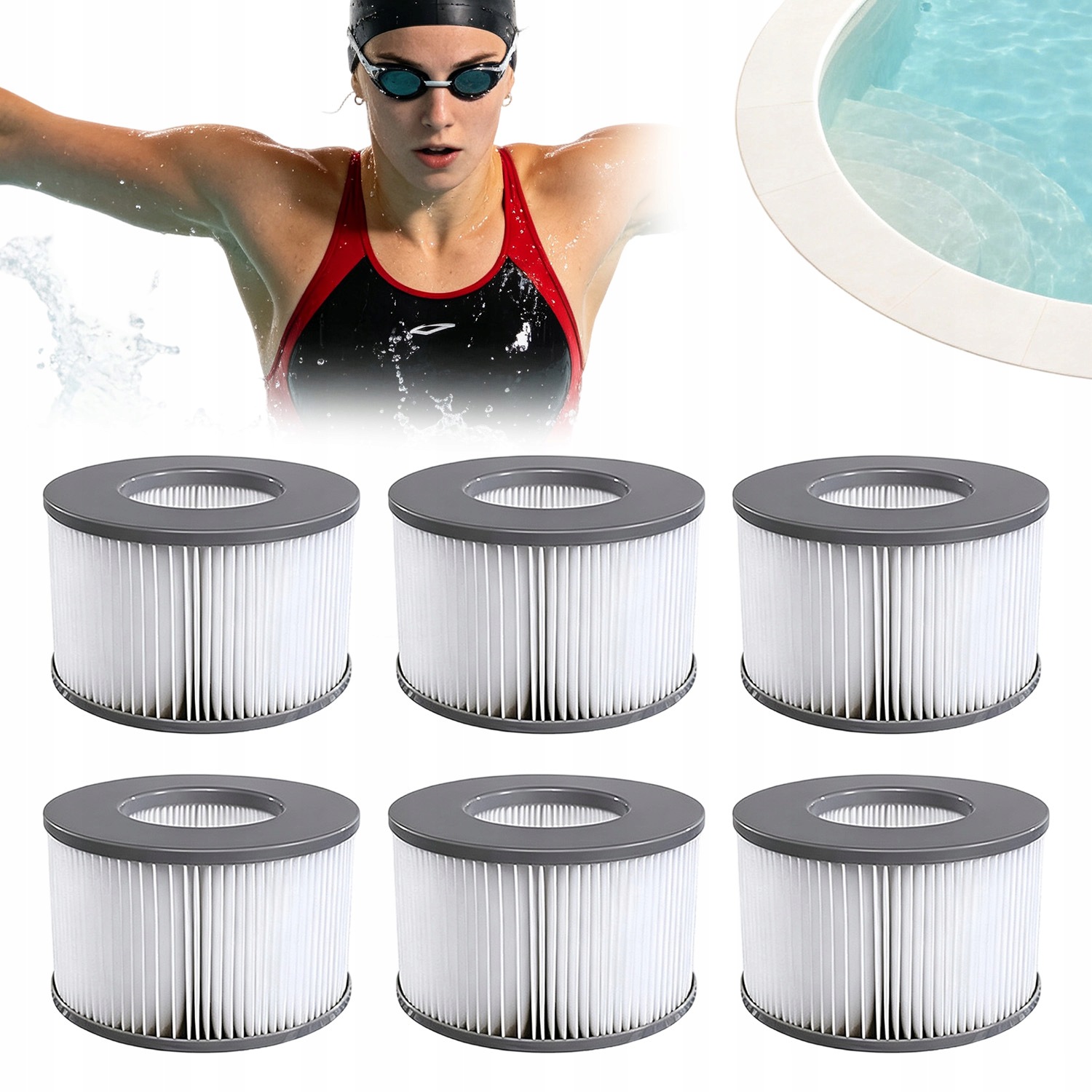 6X Filtr Bazénového Čerpadla Jacuzzi Vyměnitelná Vložka Čistá Voda Nafukovací Bazén