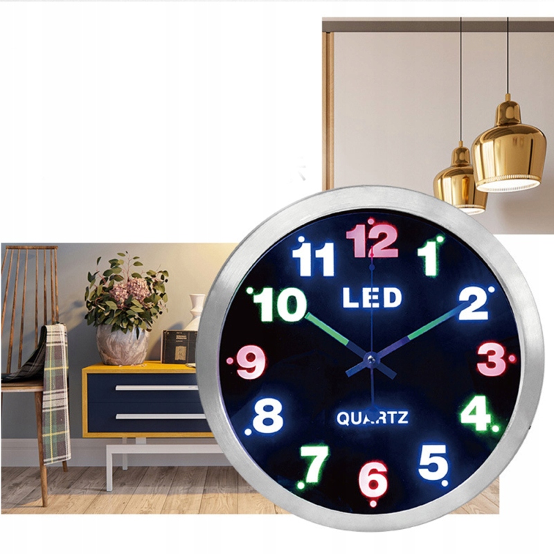 Led Nástěnné Hodiny S Podsvícením A Tekoucím Mechanismem