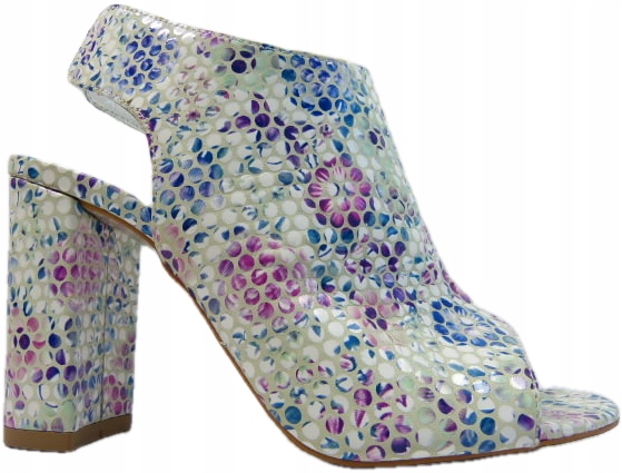 Błękitne sandały damskie na słupku R.Polański 37