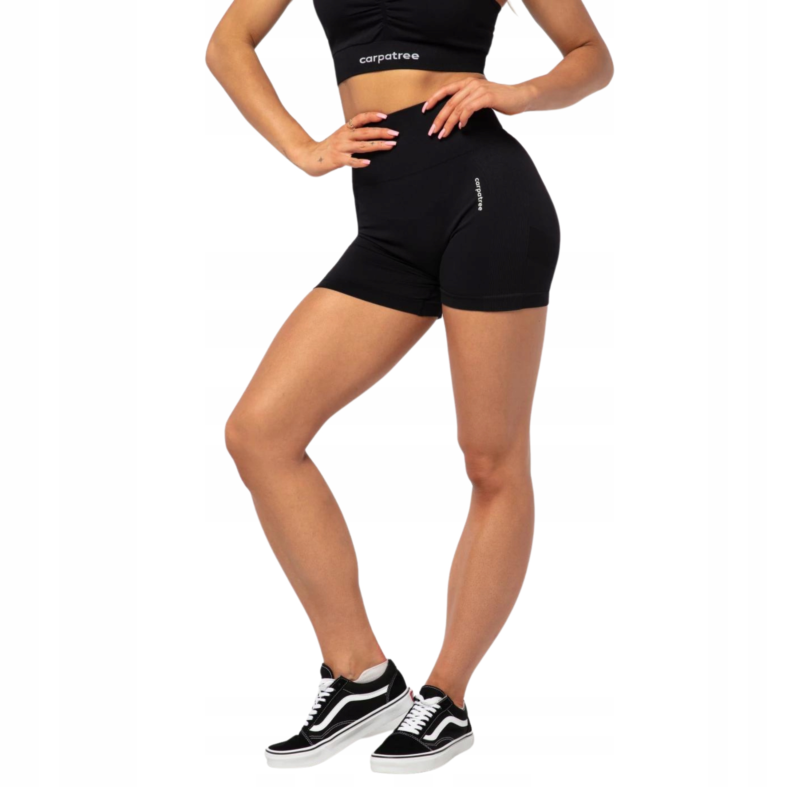 Szorty Damskie Sportowe Bezszwowe wysoki stan Allure Carpatree S Czarne