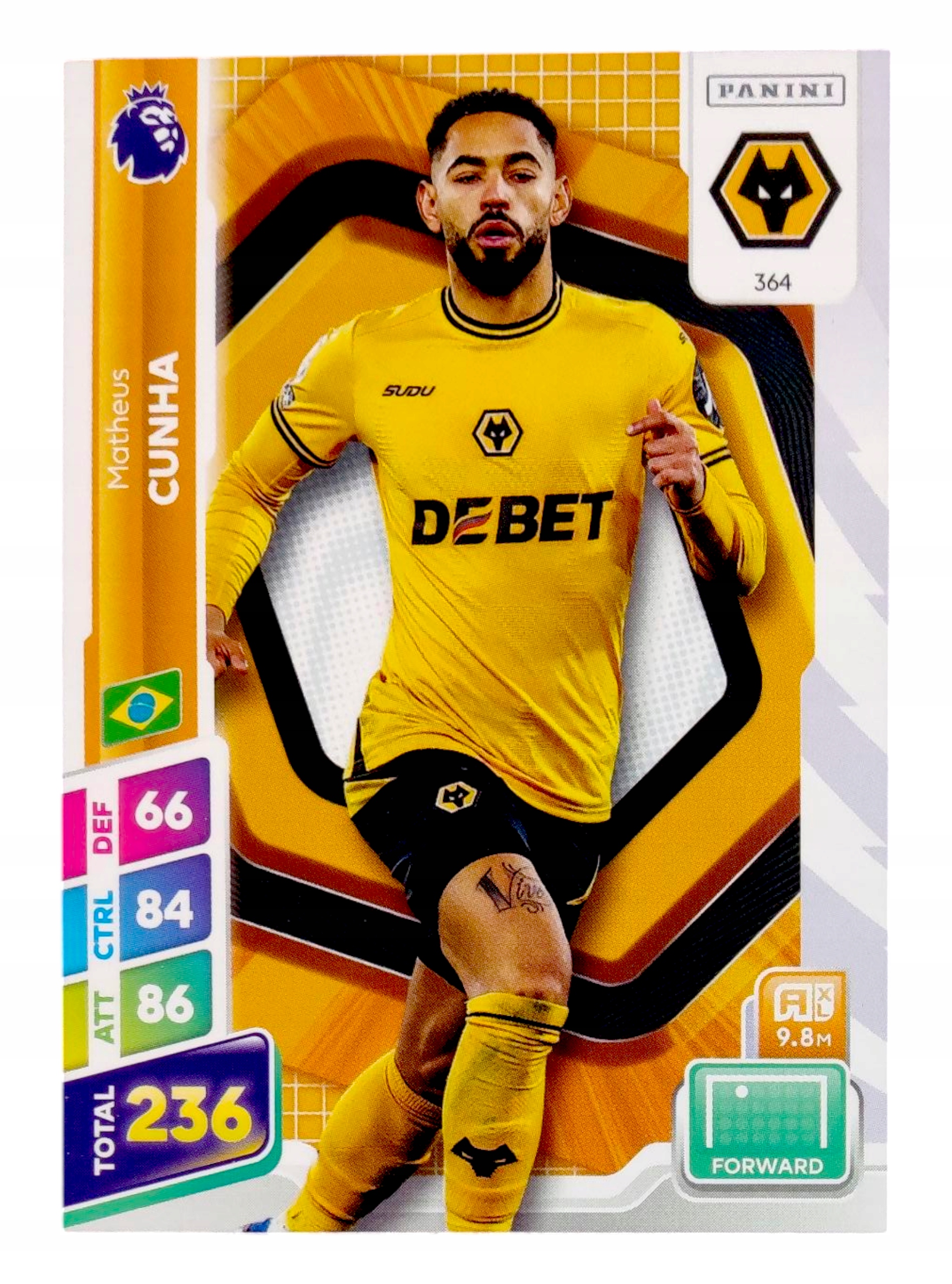 Panini Premier League Plus 2025 Base Card 364 Matheus Cunha Wolverhampton