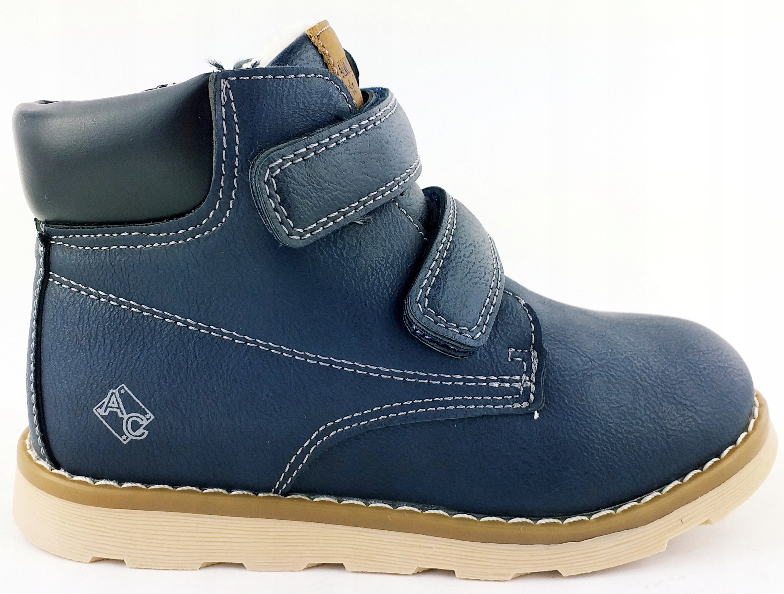 

American Club Buty Zimowe Trapery Rzep Granat 25