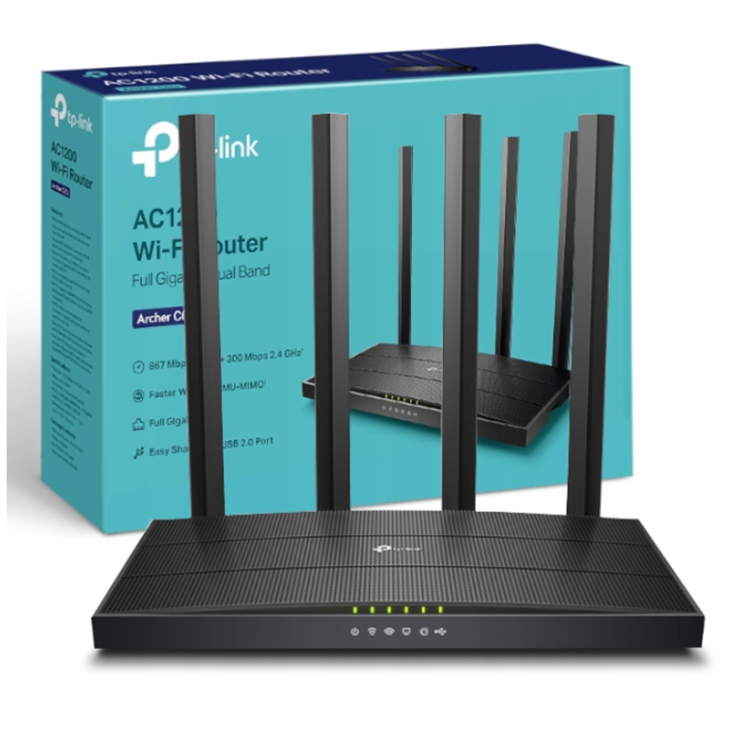 Archer C6U Lan router do domu Gigabit Tp-link AC1200 Mu-mimo WiFi Usb
