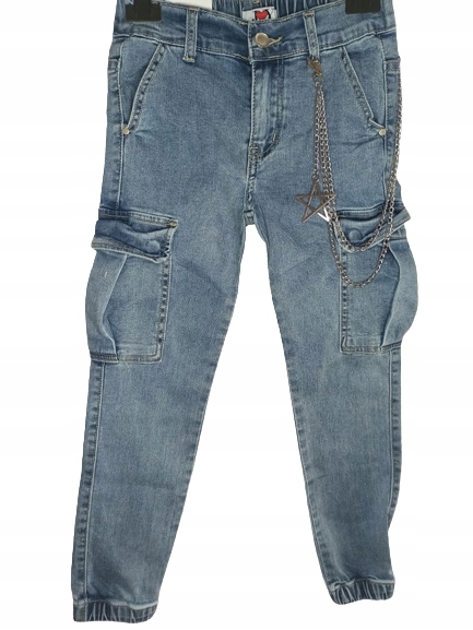 

Spodnie dziewczęce jeans bojówki kieszenie 170/176