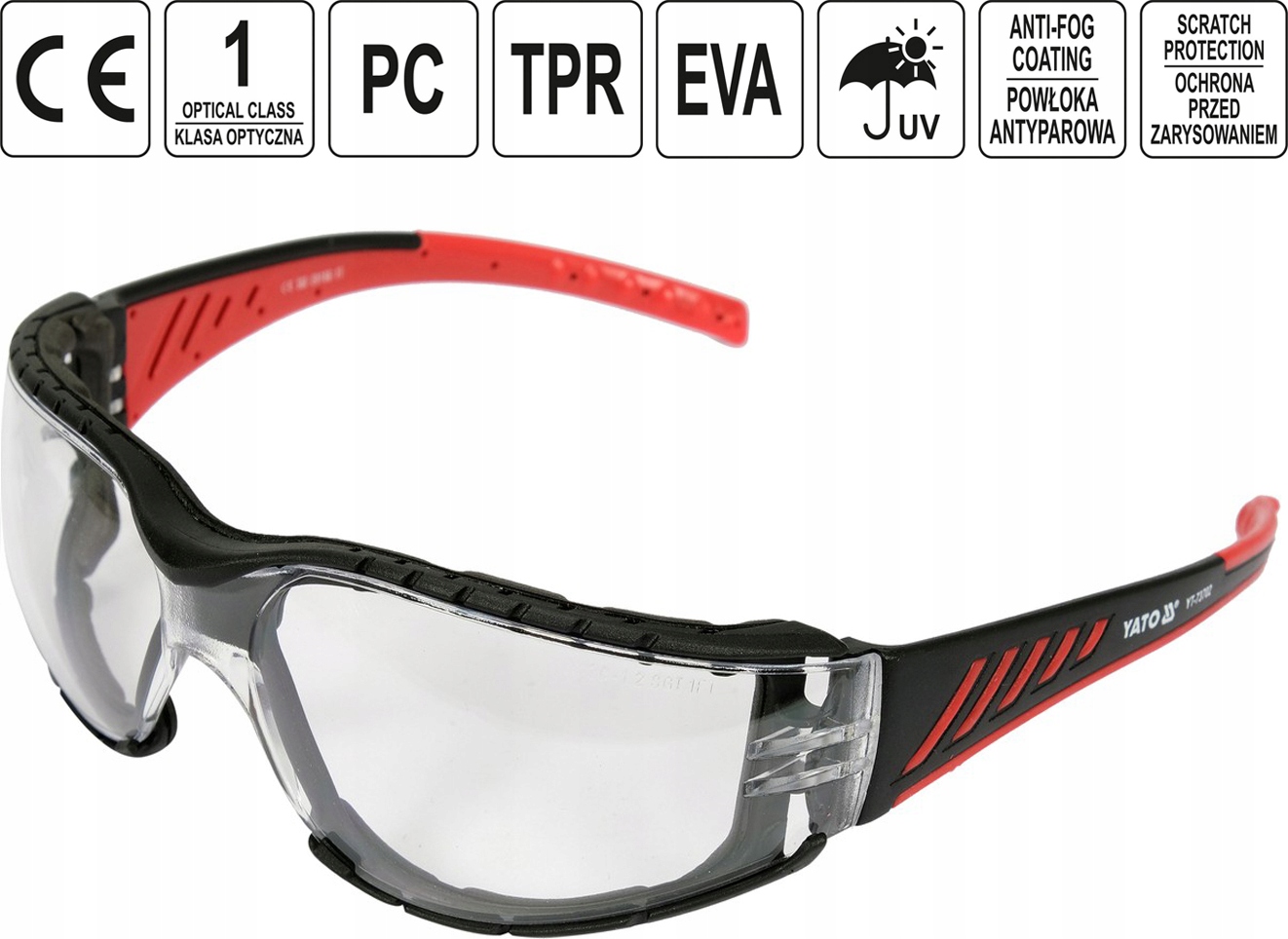 OKULARY PROFESJONALNE OCHRONNE KOMFORT+ BEZBARWNE Model YT-73702