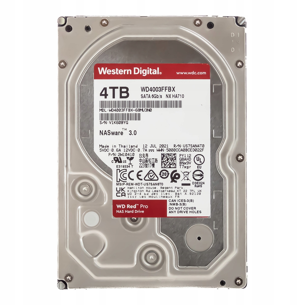 Wd Red Pro 4TB 7.2K 256MB Sata III 3.5'' WD4003FFBX Nx HA710 NASware 3.0