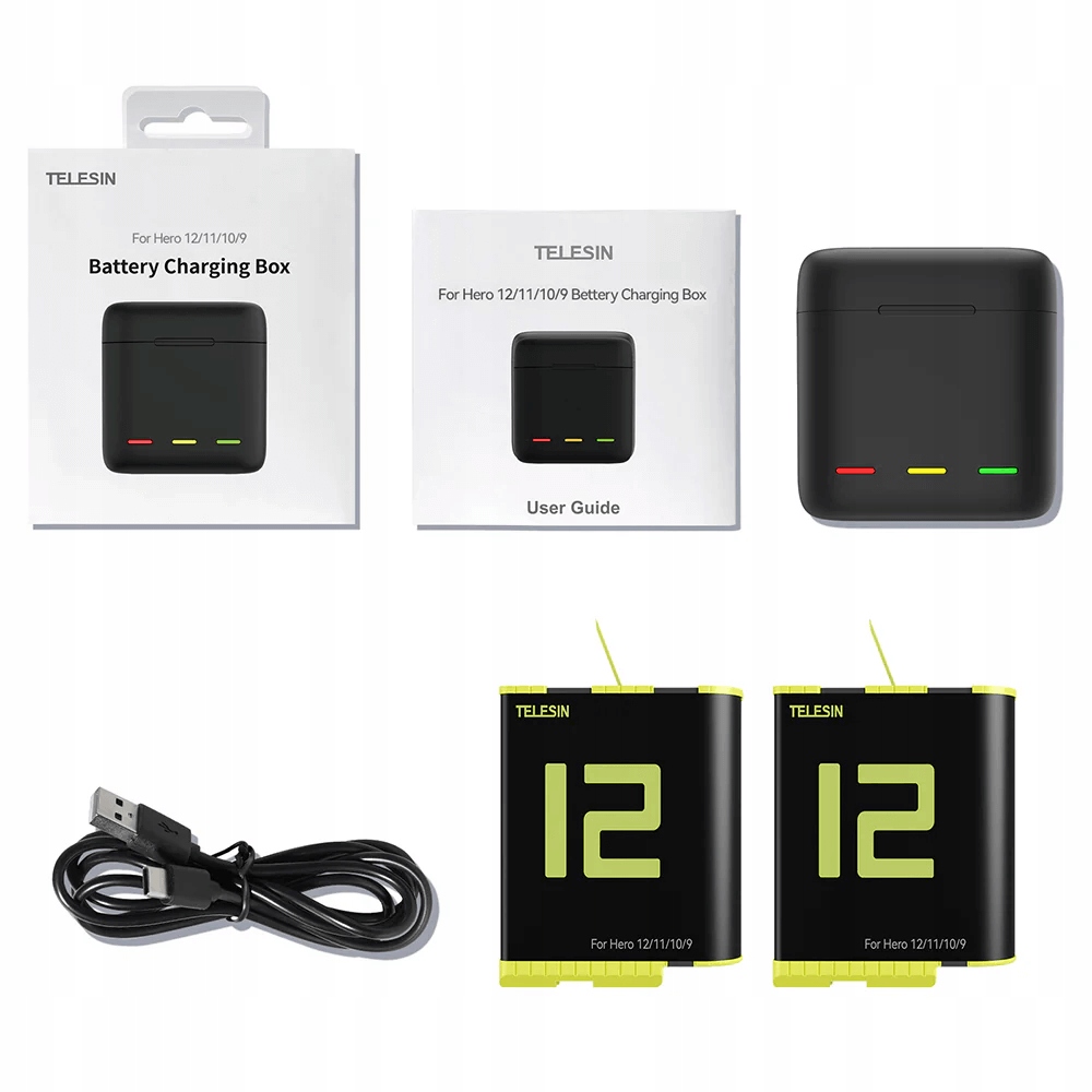 Rychlá nabíječka 2x Akumulátor Baterie pro GoPro Hero 12 11 10 9 Black