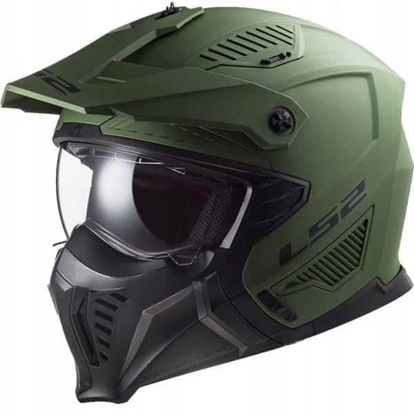 LS2 OF606 Drifter Solid Matt MILI Green- 06 Motocyklová Prilba Čeľusťová XL