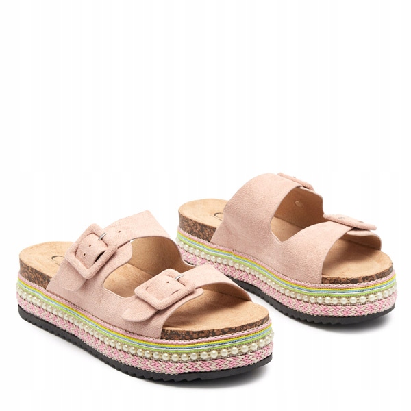 

Różowe Damskie Klapki Z Perełkami Carisno 37