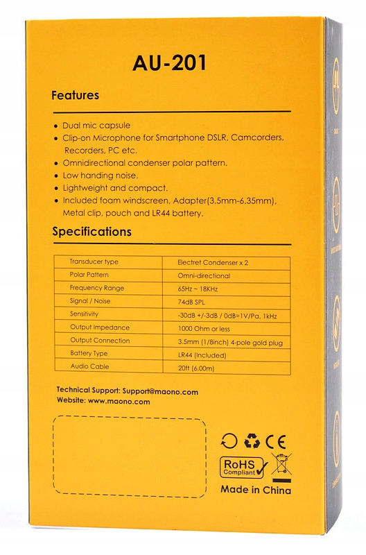 MAONO AU-201 podwójny mikrofon krawatowy DSLR Marka Maono