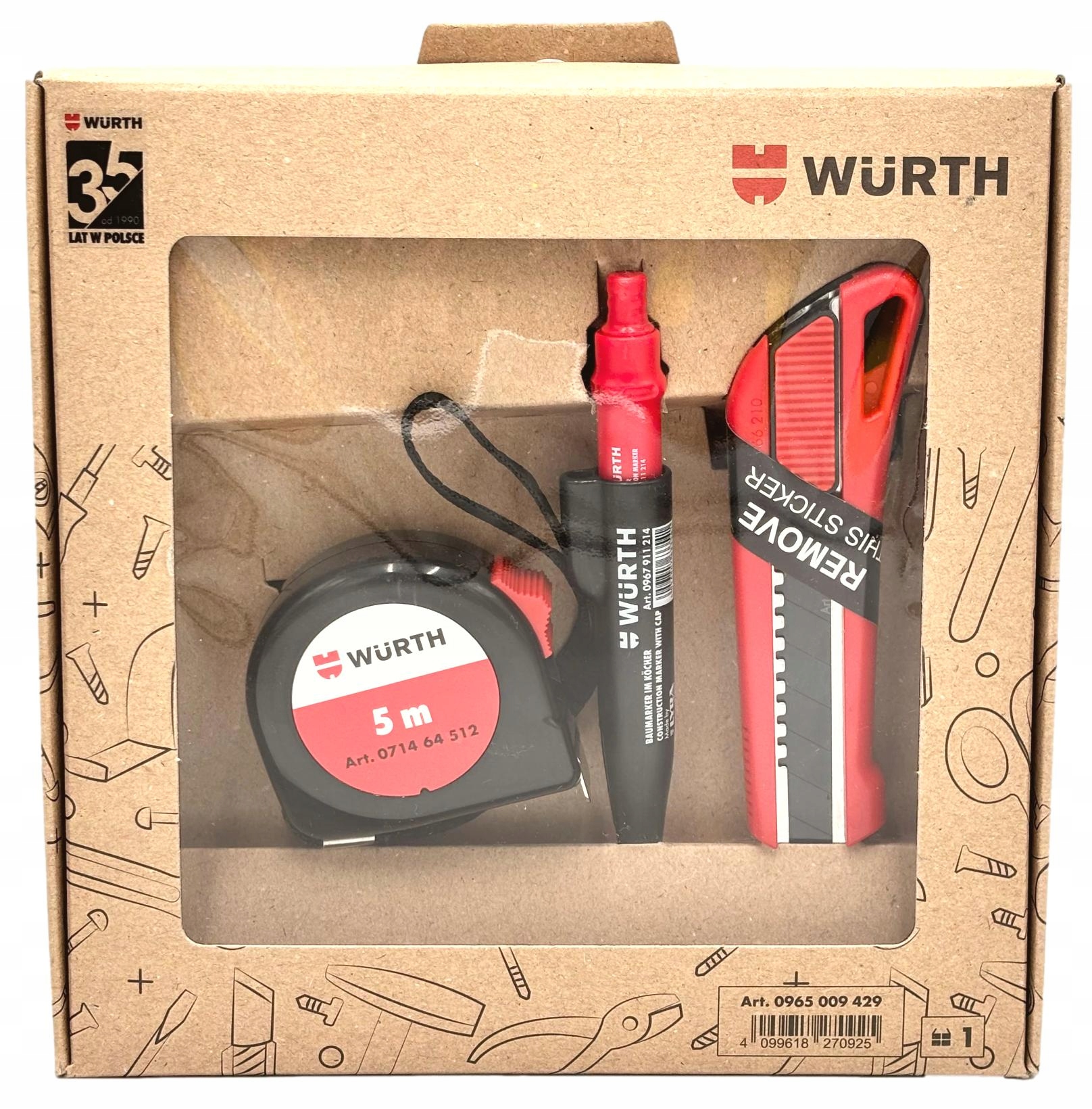 Wurth Sada S Trasovací Tužkou A Měřicí Páskou S Čalounickým Nožem