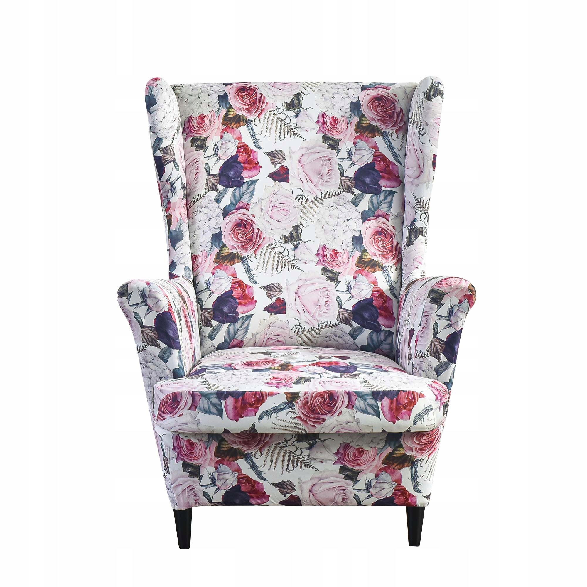 Pokrowiec na FOTEL USZAK wzór RÓŻOWE kwiaty