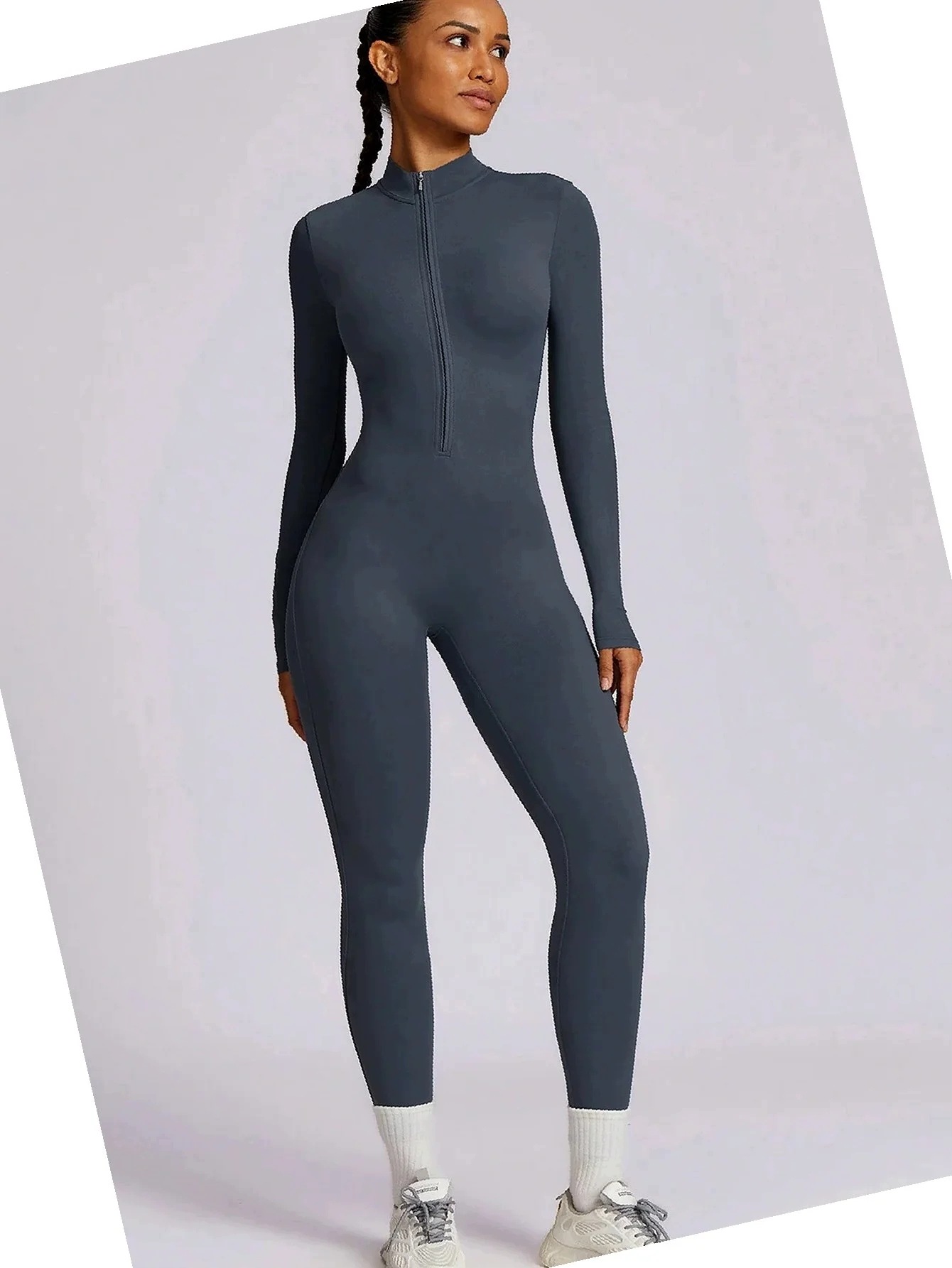Dámská kombinéza s posuvným zipem pro cvičení Slim Fit Modrá M 38