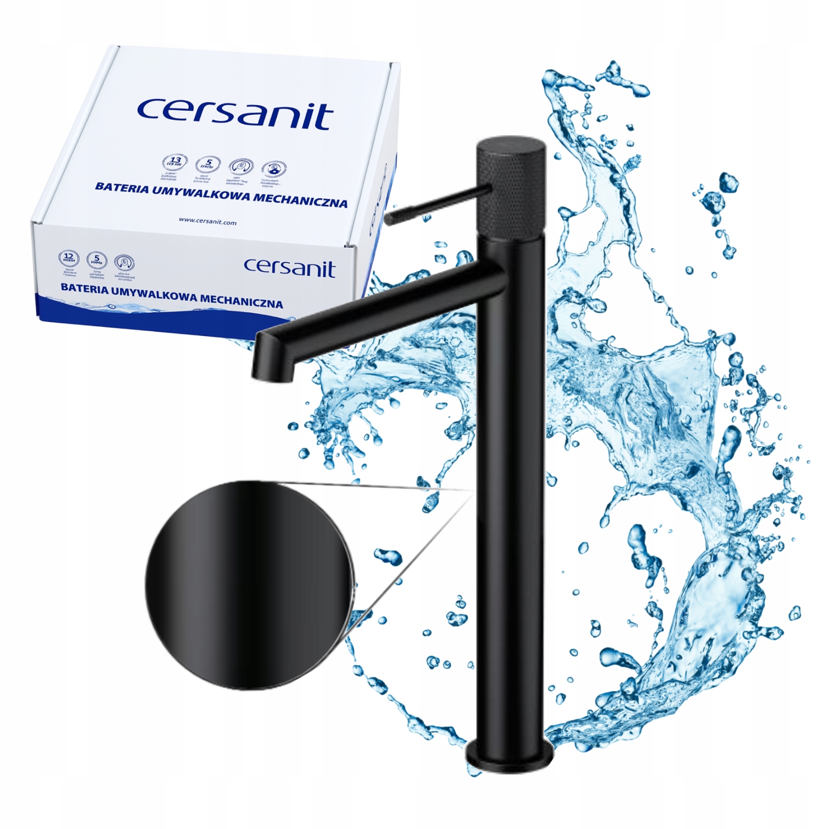 Černá umyvadlová baterie Cersanit Zen s technologií Water Save