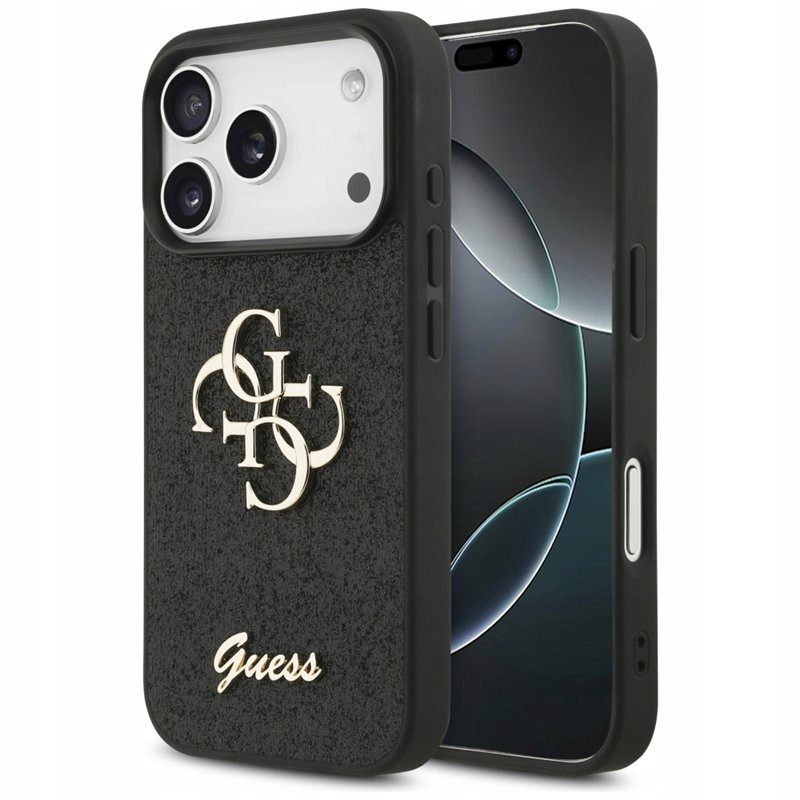 Guess Fixed Glitter Big 4G Etui do iPhone 17 Pro (czarny)