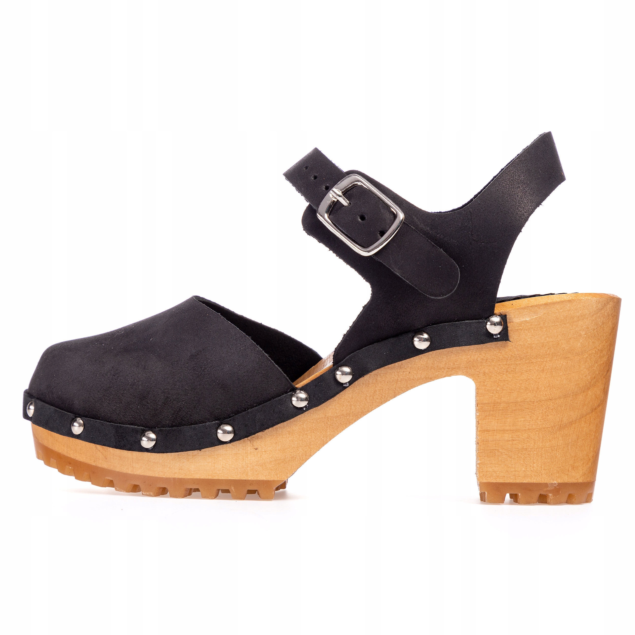 Dámské kožené dřeváky, sandály na podpatku 35-41 PanSzew