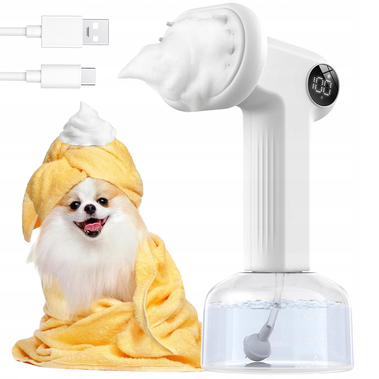 Levně Kartáč Na Mytí Kočičího Psa Silikonový S Dávkovačem Na Šampon