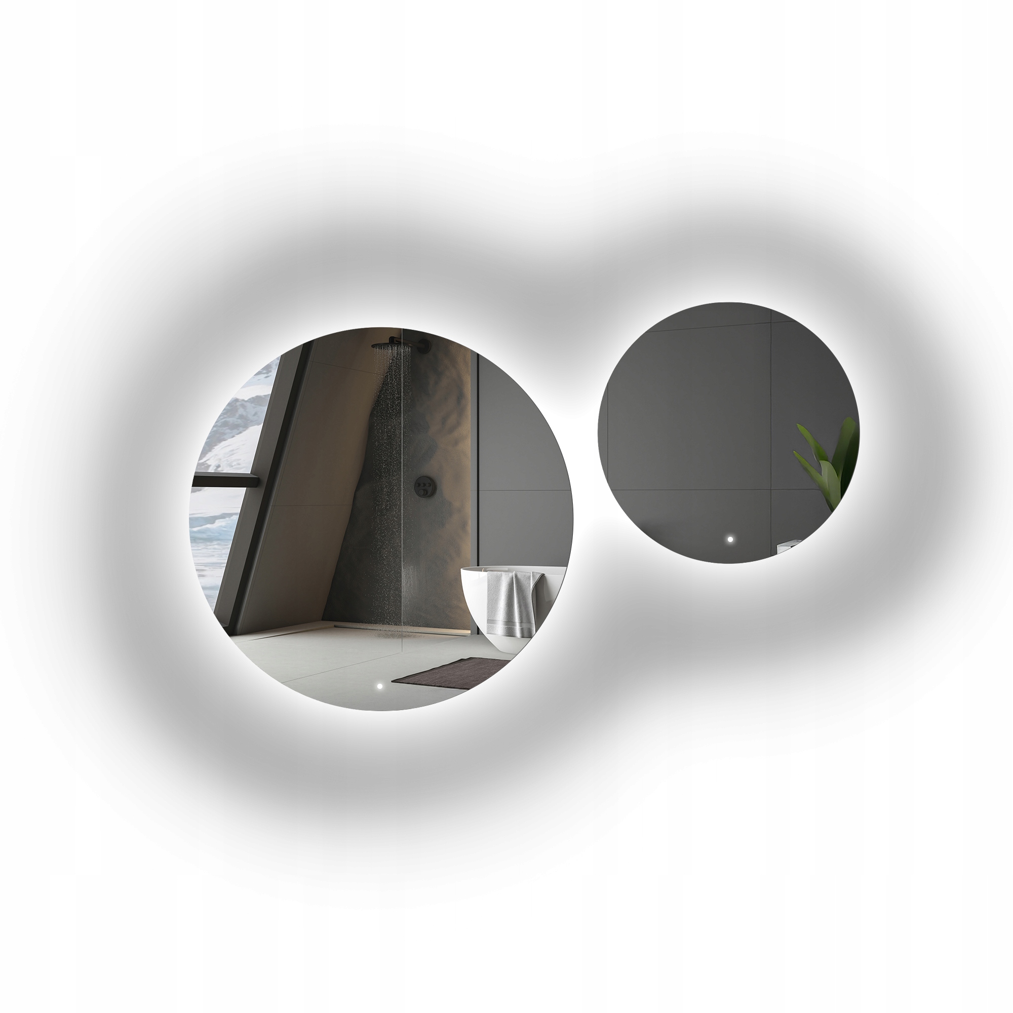 Sada kulatých koupelnových zrcadel Kola s Led podsvícením FI80 FI100