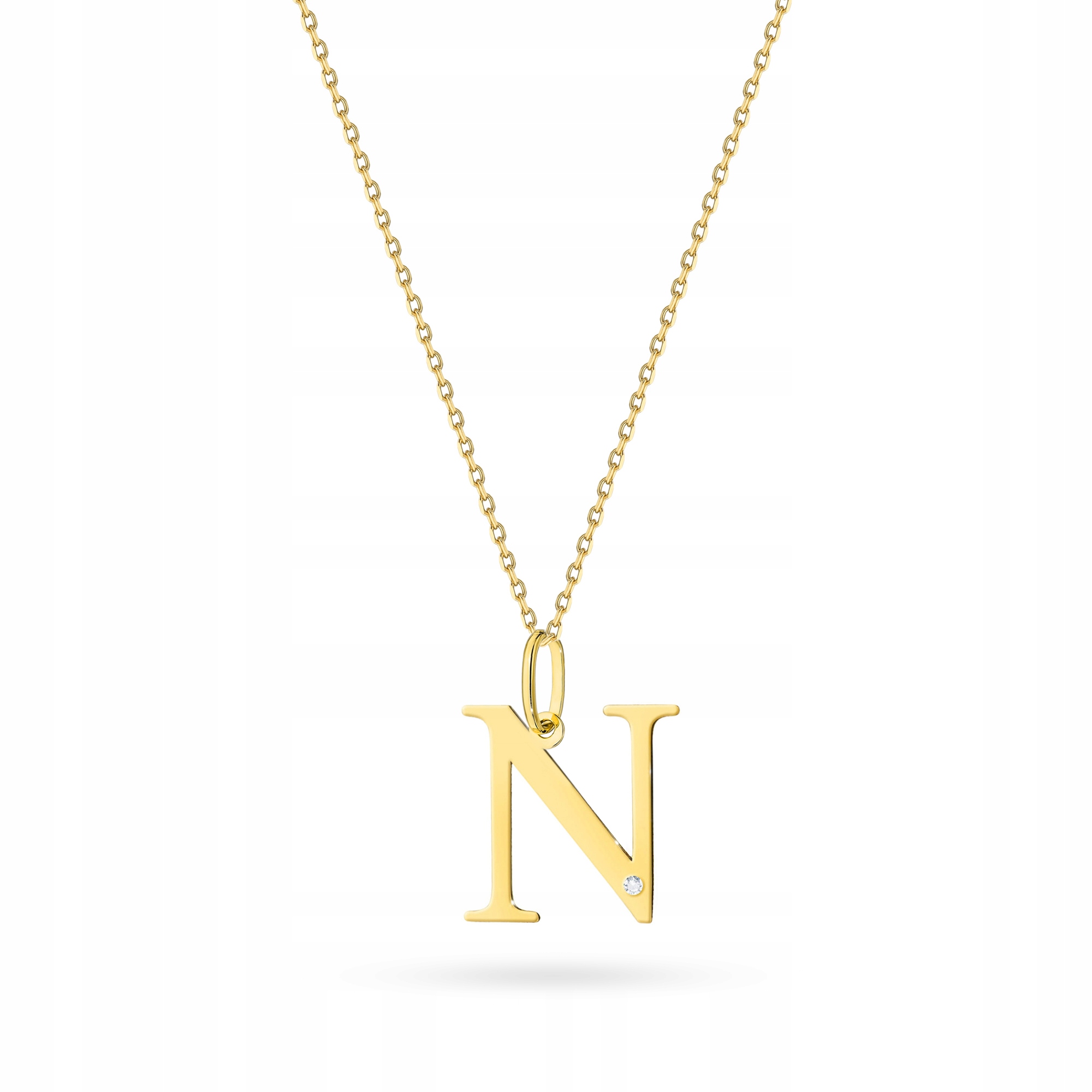 Zlatý Náhrdelník 585 Písmenko N s Briliantem 0,005 ct