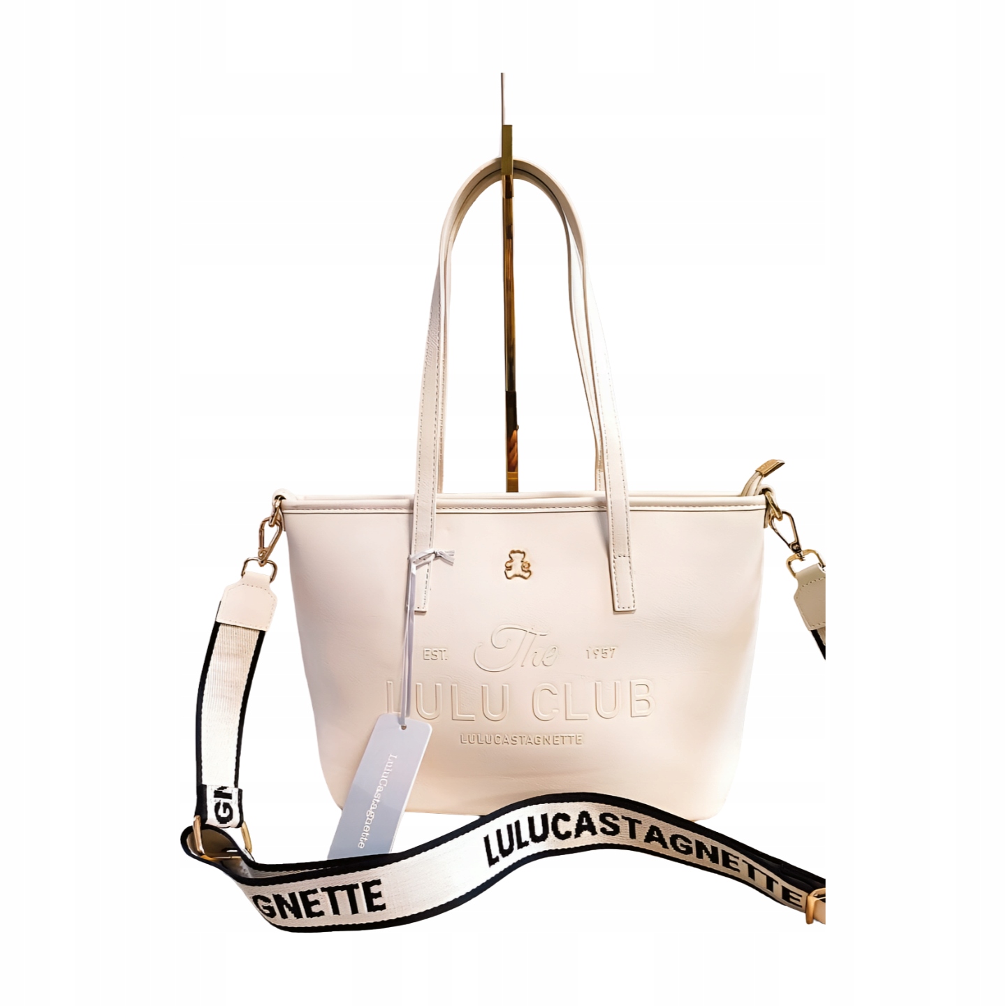 Lulu Castagnette kabelka shopperka ecru s nápisem
