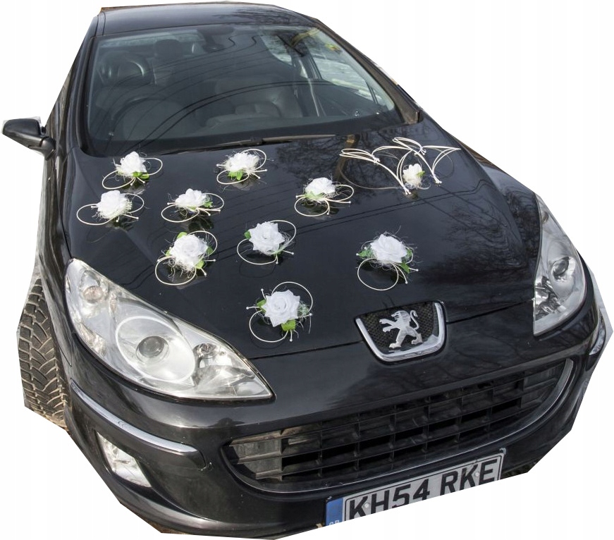 Bílá Elegantní dekorace na svatební auto 093