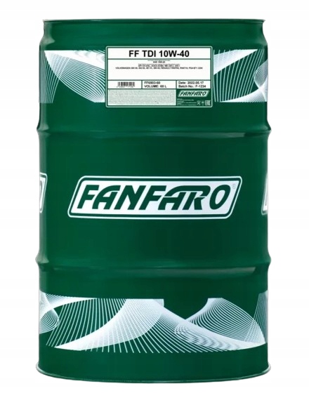 Olej silnikowy PREMIUM 10W40 TDI 208L FANFARO ACEA A3 B4 VW MB PSA RENAULT