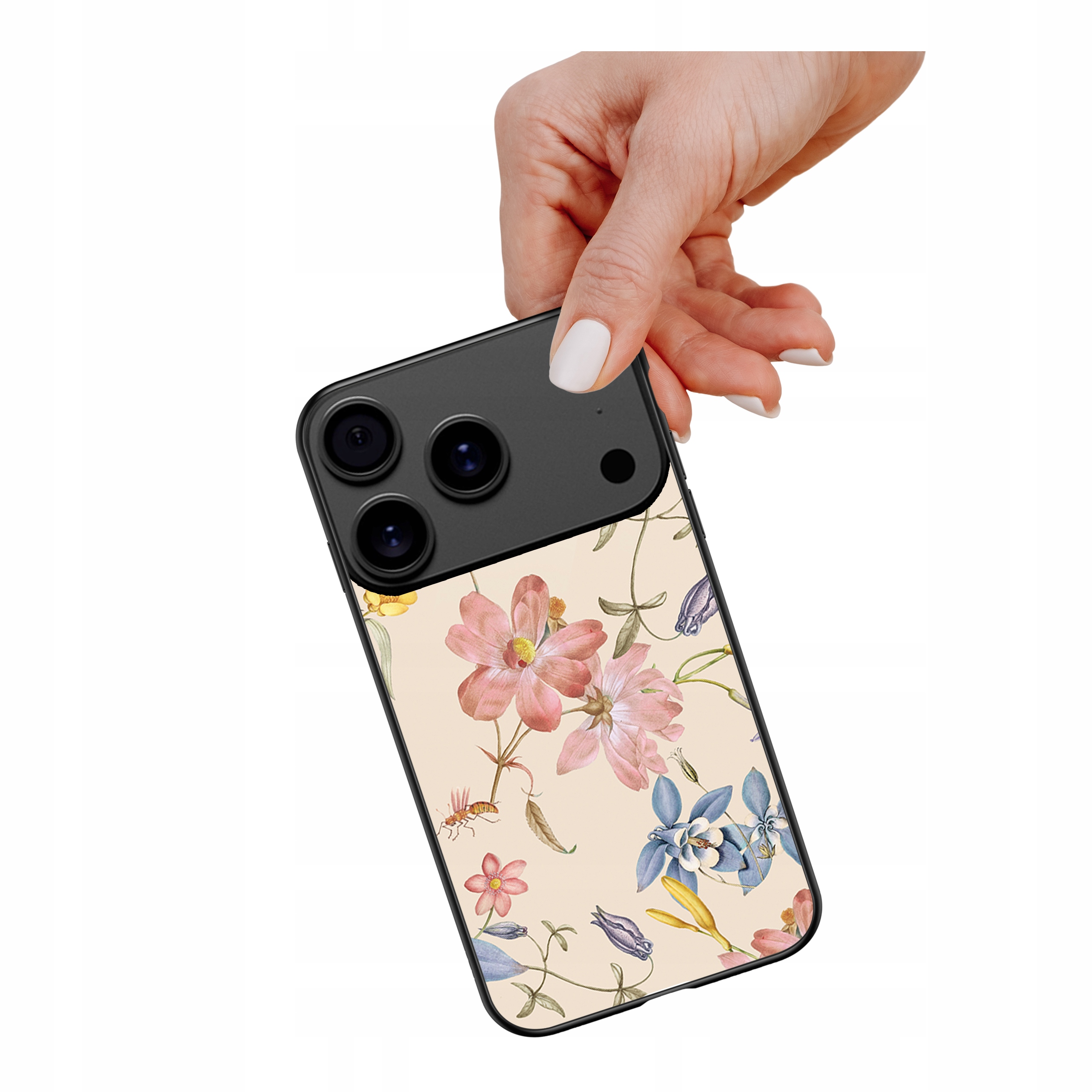 Etui szklane ceramiczne do iPhone 17 Pro Max Kolorowe kwiatki