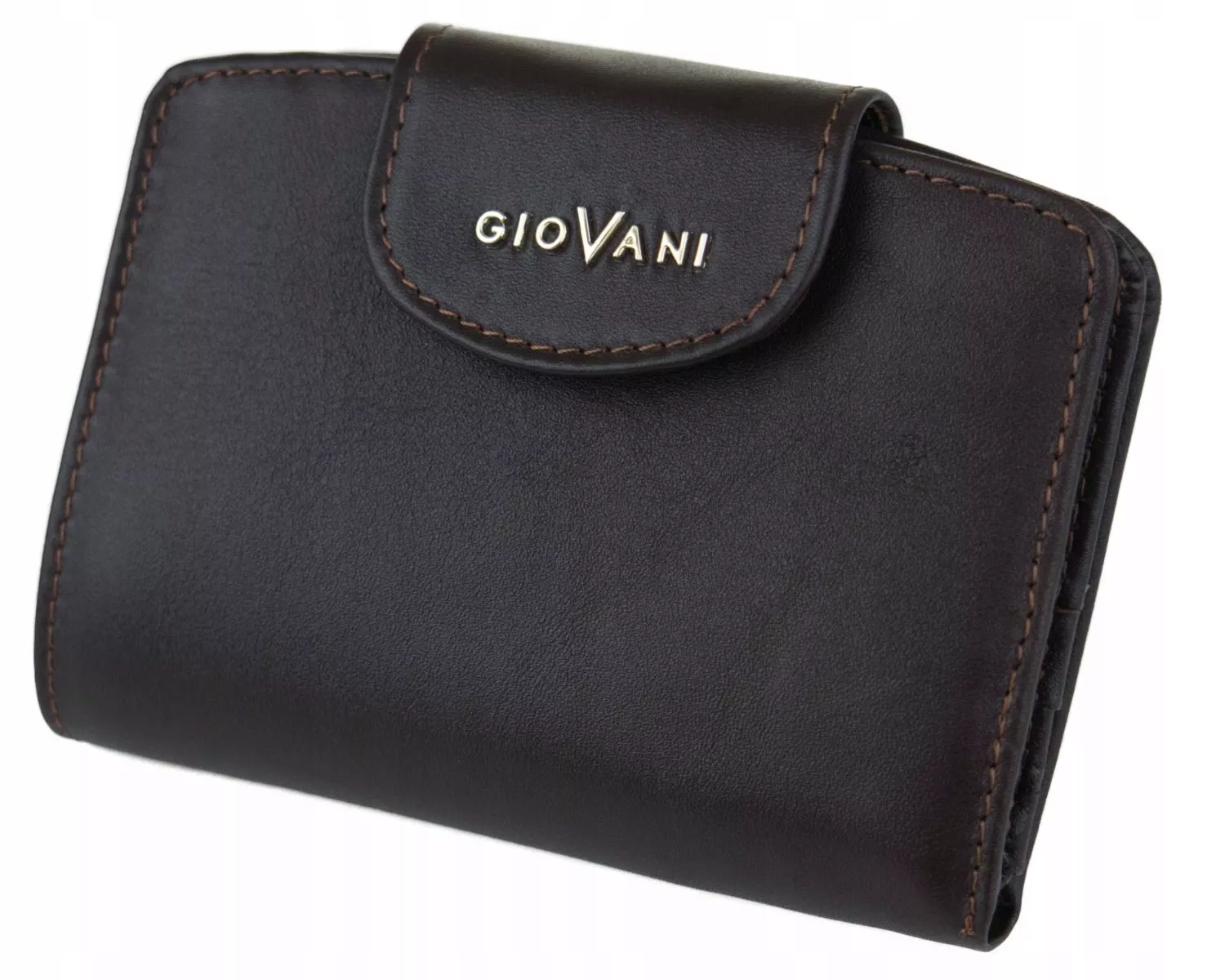 Kožená hnědá dámská peněženka na zip, prostorná, Marina Giovani