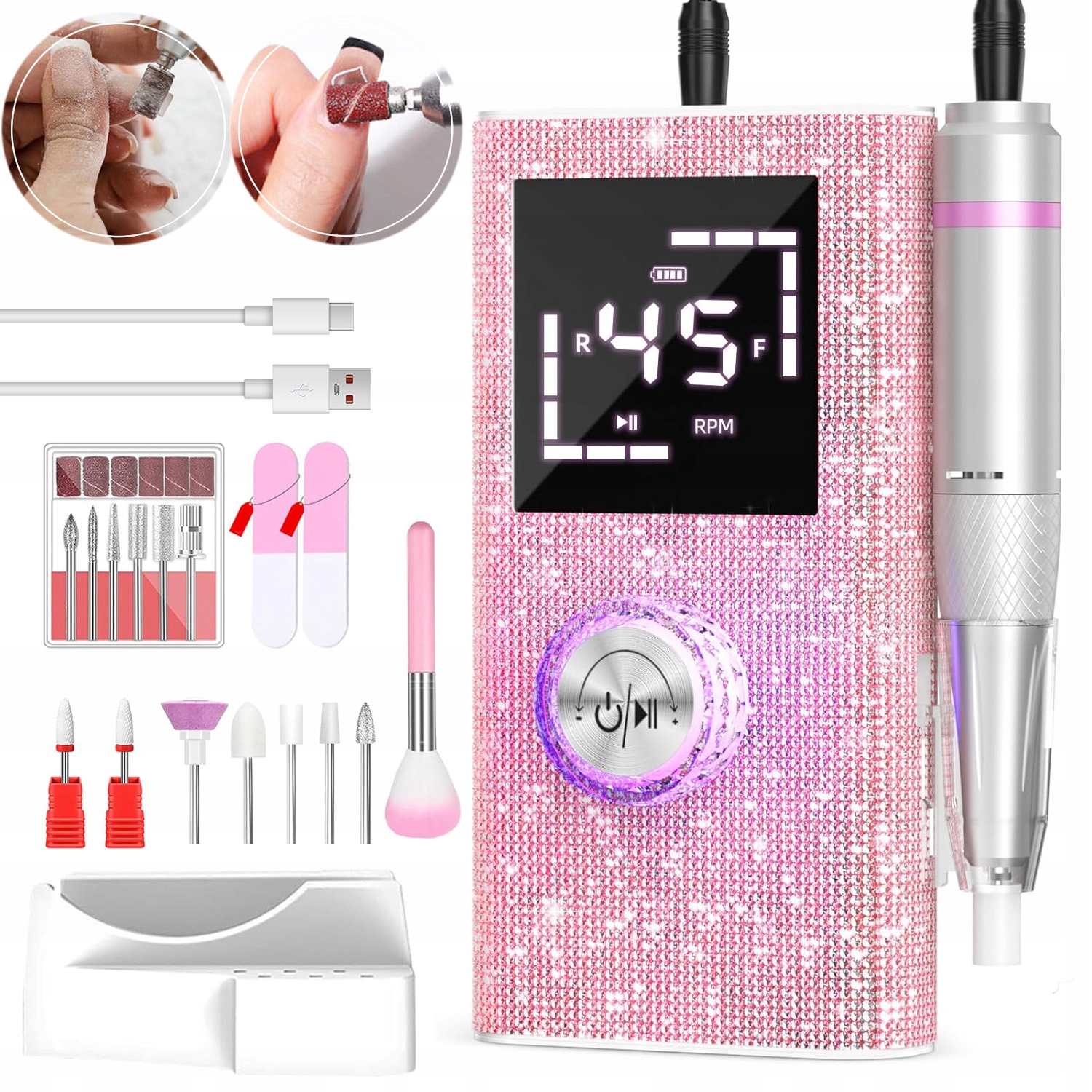 Bruska Manikúra Pedikúra Profesionální Bezdrátová Sada