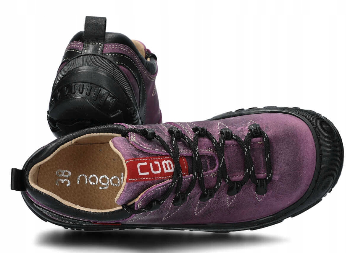 NAGABA 241 FIOLET - WYGODNE, SKÓRZANE PÓŁBUTY TREKKINGOWE DAMSKIE Stan opakowania oryginalne