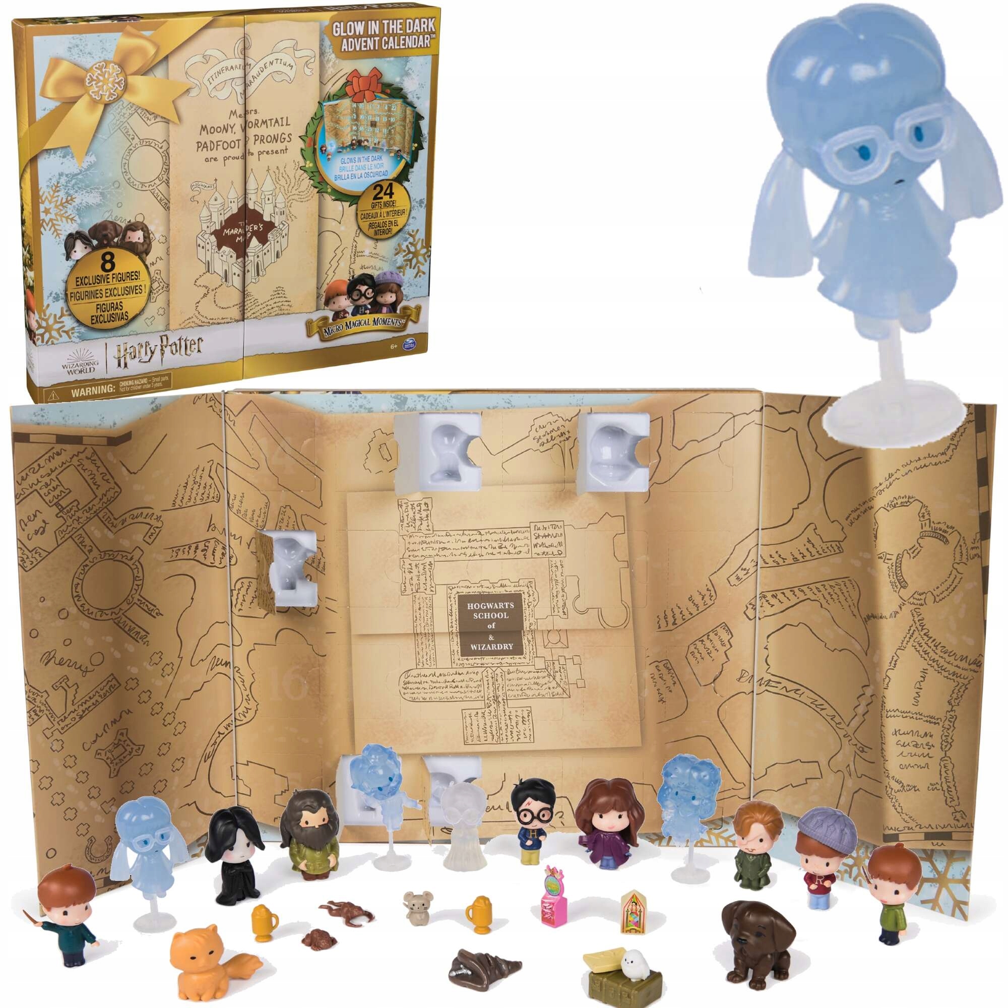 Адвент-календарь Spin Master Harry Potter Wizarding World, 16 фигурок и 8 аксессуаров, светится в темноте, от 6 лет — фото 2