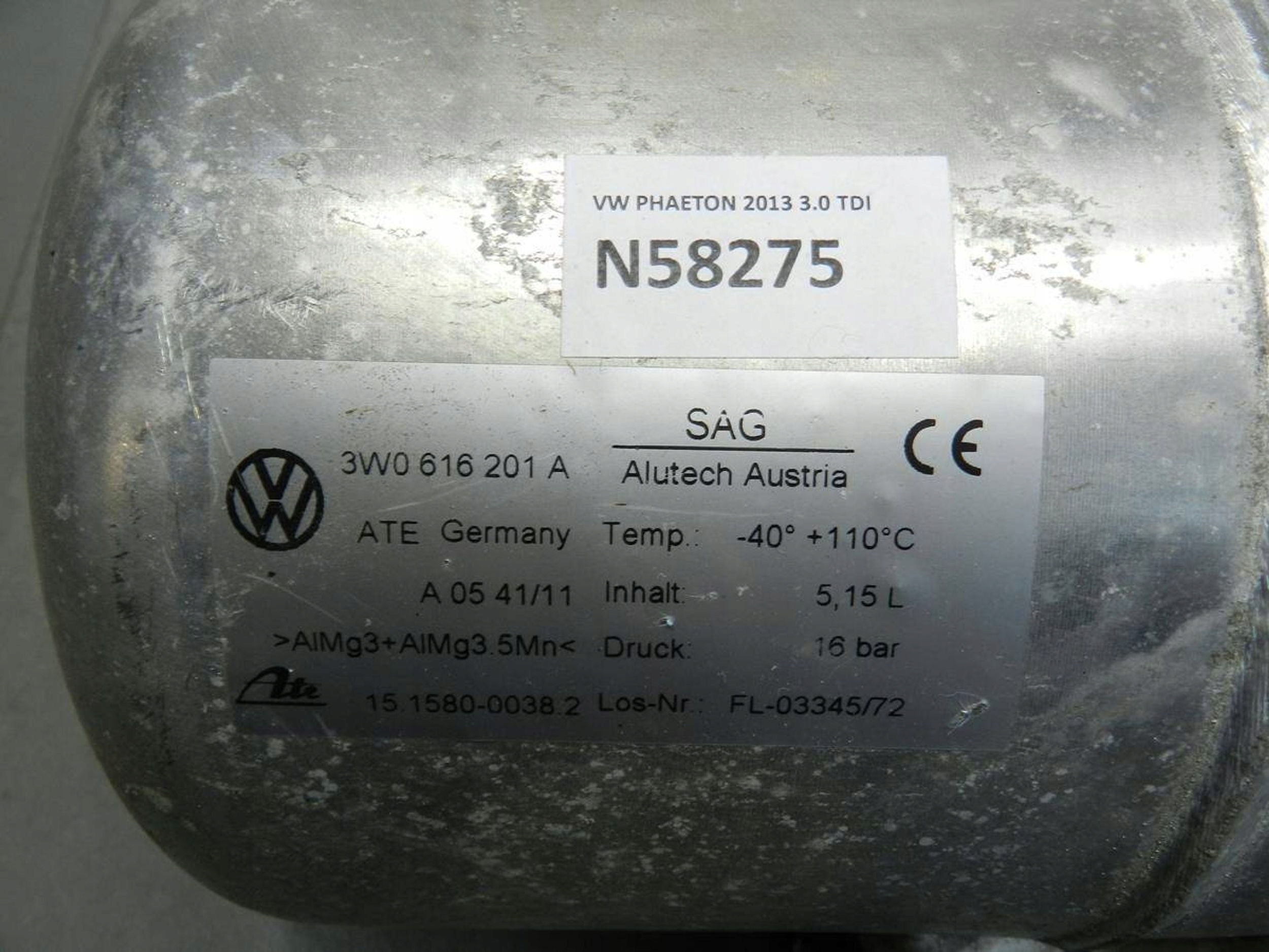 Volkswagen Phaeton Behälter Achsträgers pneumatycznego 3W0616201A