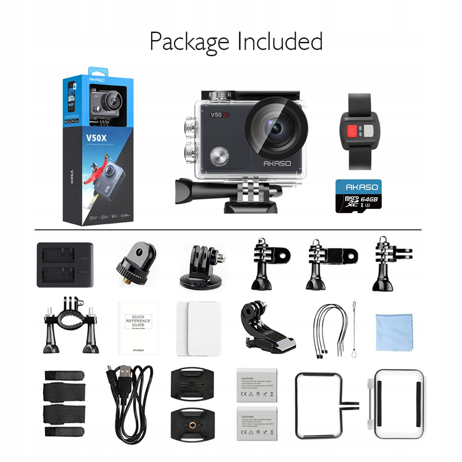 AKASO V50X Kamera Sportowa 4K 30FPS 64GB Podwodna WiFi 40M Stabilizacja — miniatura 6