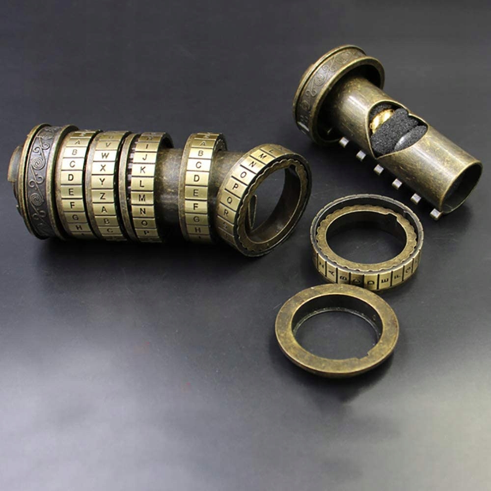 SEJF ZAMEK KOD DA VINCI KRYPTEKS Z PIERŚCIENIAMI Kolekcja Da Vinci Code Mini Cryptex