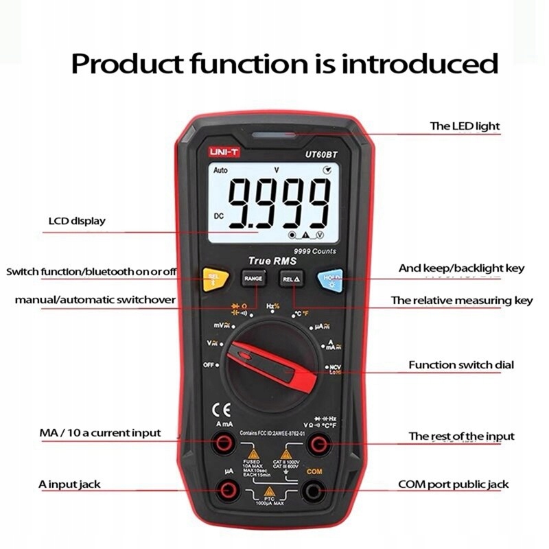 UNI-T cyfrowy Bluetooth multimetr UT60BT woltomier Kod producenta UT60BT