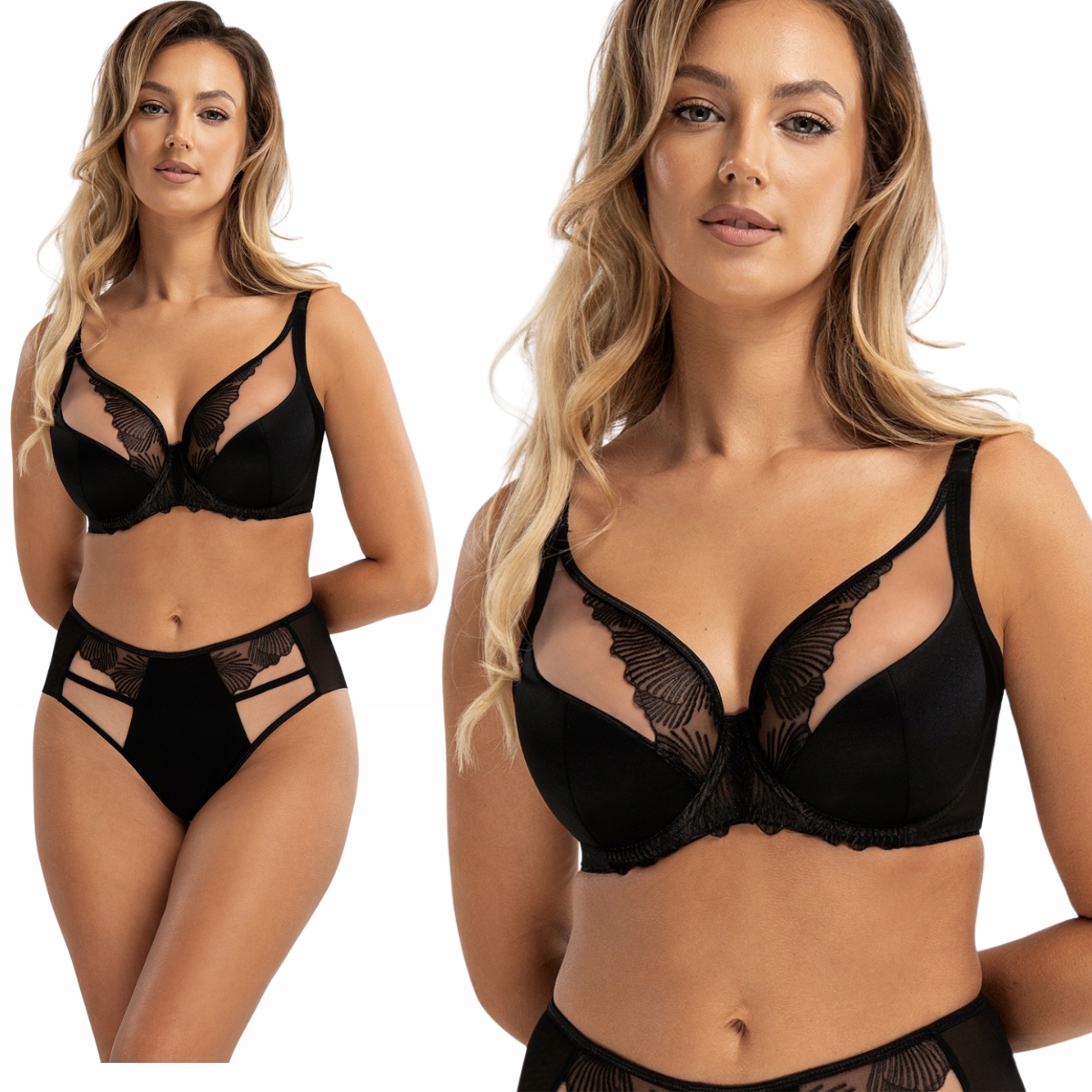 Polovyztužená podprsenka Semi Soft Unikat Sintra černá/béžová 95B