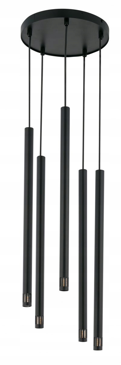 Moderná závesná lampa čierna, okrúhla, 5 rúrok, moderná do obývačky Sigma
