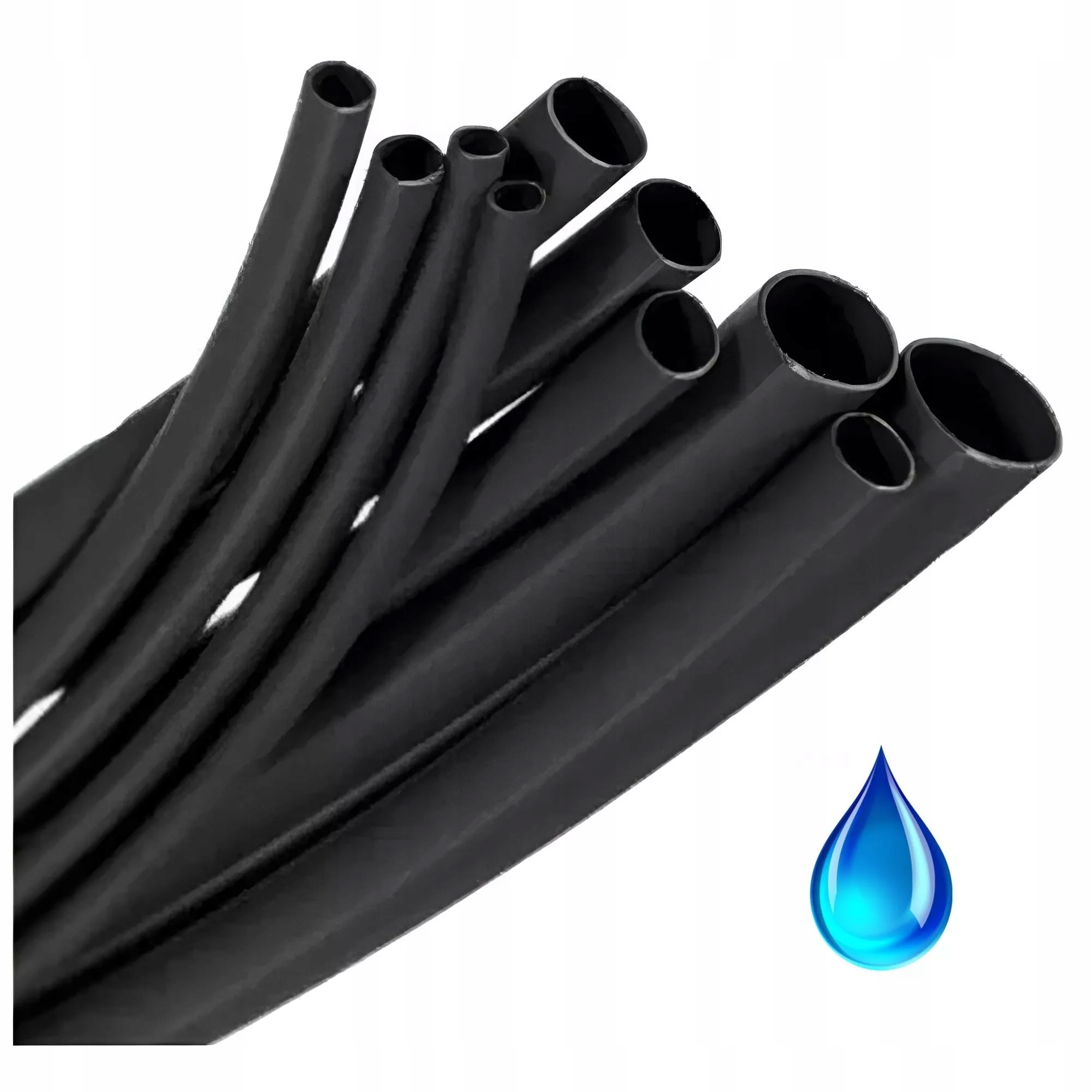 Rurka 6,4mm termokurczliwa z klejem czarny Materiał poliolefina